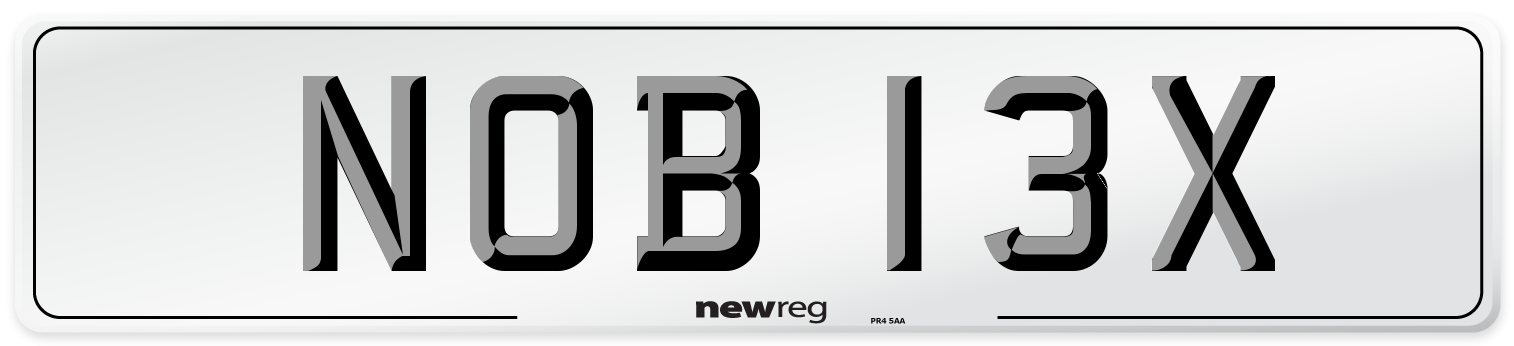 NOB 13X Number Plate from New Reg